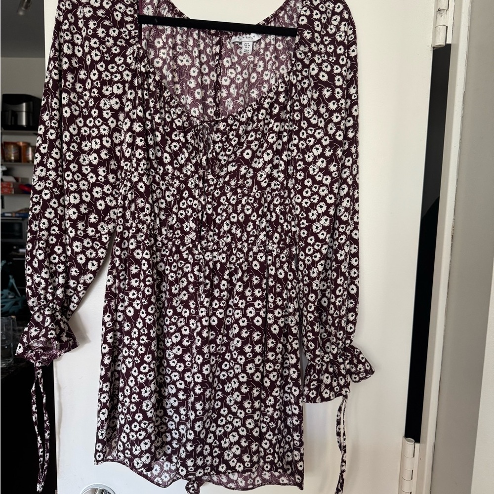 Topshop Burgundy and White Patterned Romper
